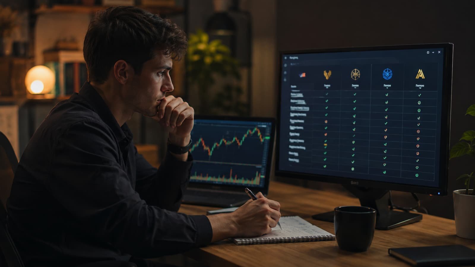 Trader revisando condiciones de payout antes de elegir una prop firm