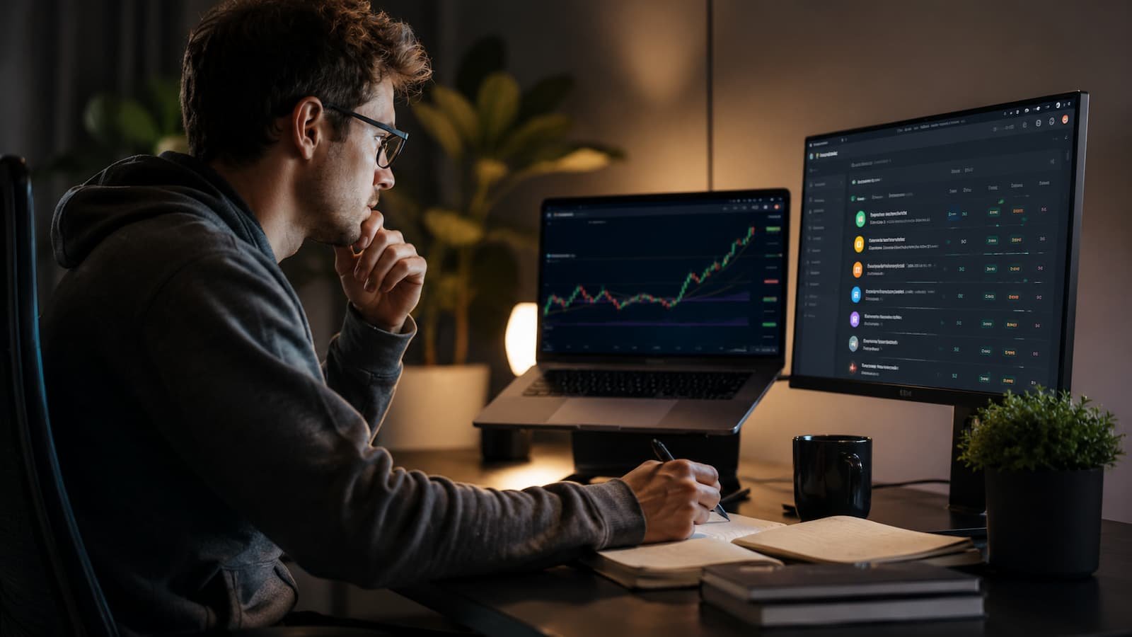 Trader revisando condiciones de promos con cuenta gratis en prop firms