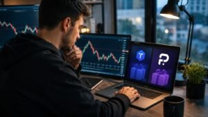 Trader revisando condiciones del bonus de Tradin y FundingPips