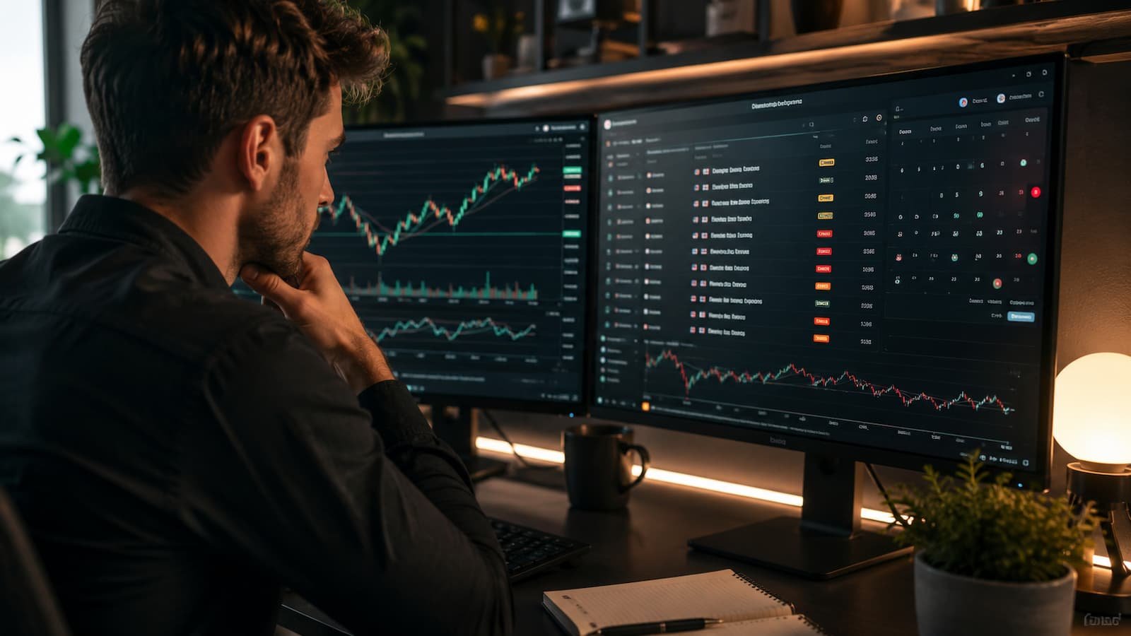 Trader revisando el calendario macro antes de operar una cuenta fondeada