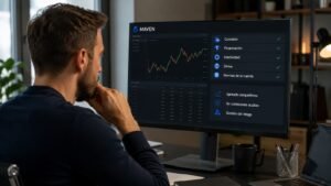 Trader revisando el coste y las reglas de una cuenta Maven