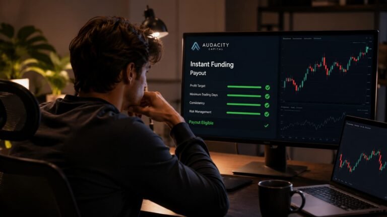 Trader revisando el payout de Audacity Capital FTP Instant Funding