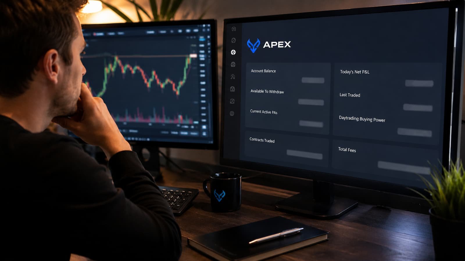 Trader revisando el saldo mínimo antes de pedir un payout en Apex