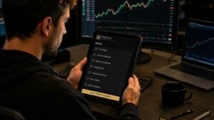 Trader revisando las reglas de Phidias Express to Live antes de pagar una prueba