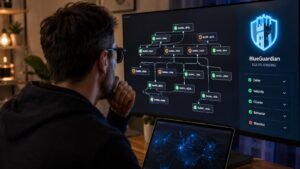 Trader revisando payouts on chain y reglas de BlueGuardian