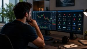 Trader revisando prop firms compatibles con NinjaTrader y Tradovate