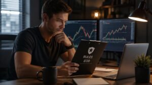 Trader revisando reglas EOD antes de operar una cuenta funded