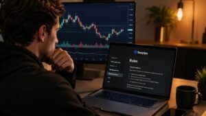 Trader revisando reglas de Fewpips antes de pedir un payout