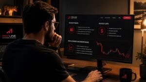 Trader revisando reglas de payout caps y MAE en Redline Futures Funding