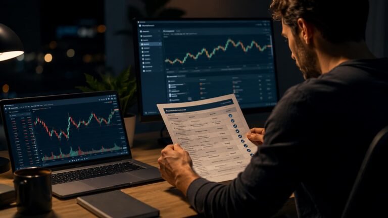 Trader revisando reglas de payout en una prop firm de acciones