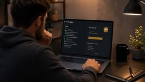 Trader revisando reglas y descuento de For Traders antes de pagar