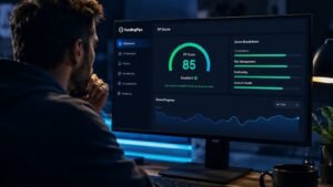 Trader revisando su FP Score en el panel de FundingPips