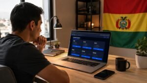 Trader boliviano revisando disponibilidad de Funding Pips antes de comprar una prueba
