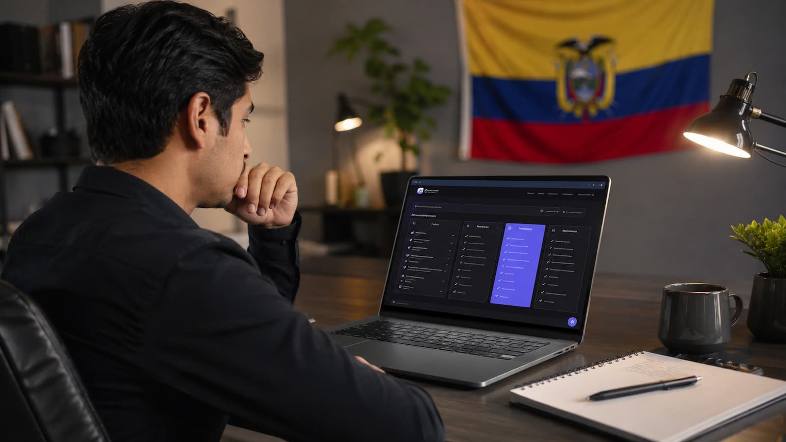 Trader ecuatoriano revisando condiciones de Funding Pips antes de comprar una prueba.