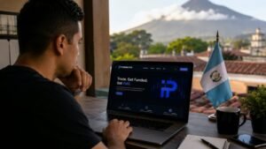 Trader en Guatemala revisando Funding Pips antes de pagar una prueba