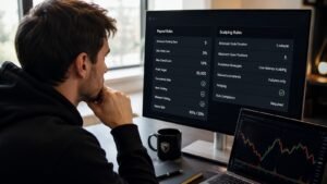 Trader revisa reglas de payout y scalping en una cuenta de futuros