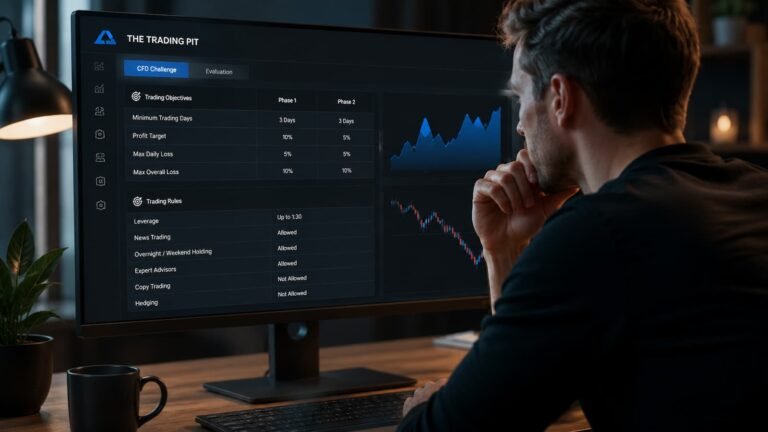 Trader revisando reglas de CFD Challenges en The Trading Pit