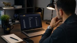 Trader revisando reglas de lotaje y payout en The5ers